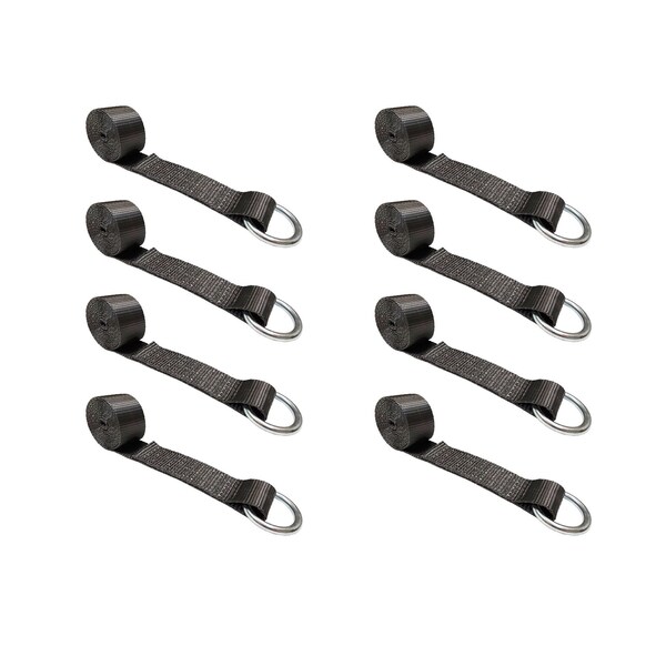 2" x 10' Lasso Strap w/ O Ring Auto Tie Down Wheel Lift Tow Truck Trailer Black, 8PK